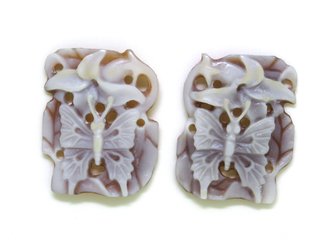 Swallowtail butterfly w/flower 2pc cameo set